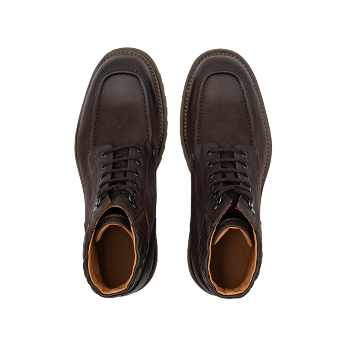 Cizme din piele maro închis pentru bărbați, cu talpă groasă și cusături întărite®
