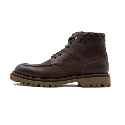 Cizme din piele maro închis pentru bărbați, cu talpă groasă și cusături întărite®