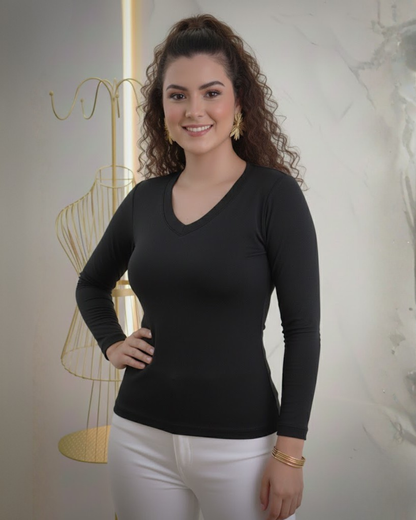 Bluză feminină cu guler în V și croială ajustată pentru femei®