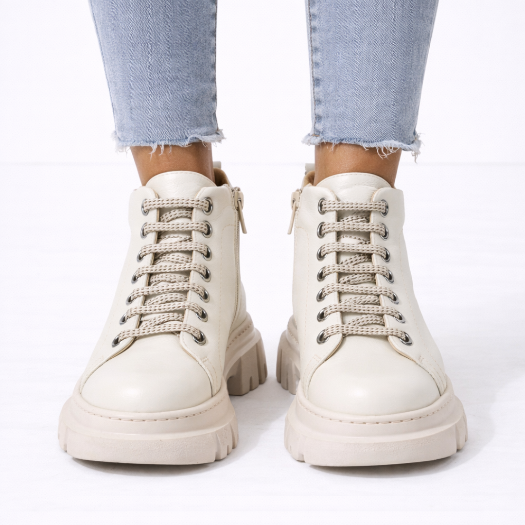 Ghete Scurte din Piele Naturală cu Calapod Lat pentru Femei®