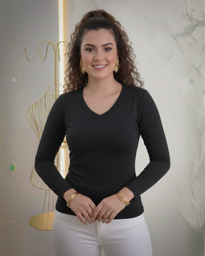 Bluză feminină cu guler în V și croială ajustată pentru femei®