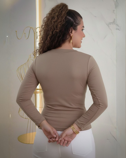 Bluză feminină cu guler în V și croială ajustată pentru femei®