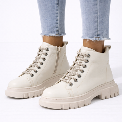 Ghete Scurte din Piele Naturală cu Calapod Lat pentru Femei®