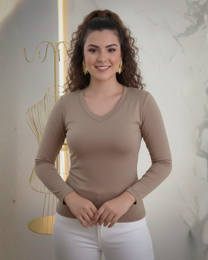 Bluză feminină cu guler în V și croială ajustată pentru femei®