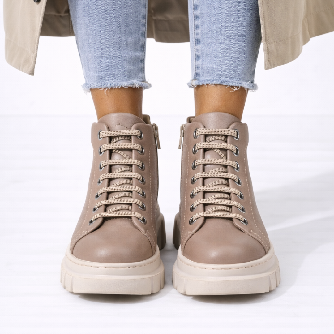 Ghete Scurte din Piele Naturală cu Calapod Lat pentru Femei®