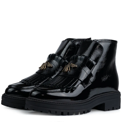 Ghete din piele naturală cu detalii artizanale pentru femei®