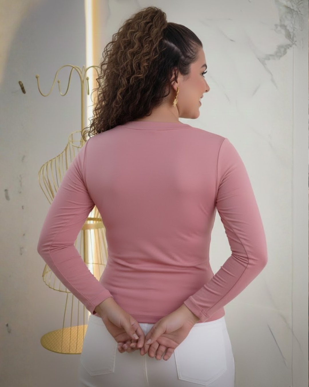 Bluză feminină cu guler în V și croială ajustată pentru femei®