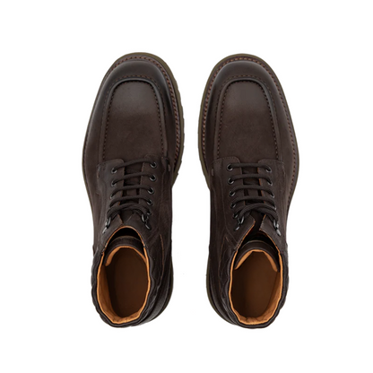 Cizme din piele maro închis pentru bărbați, cu talpă groasă și cusături întărite®